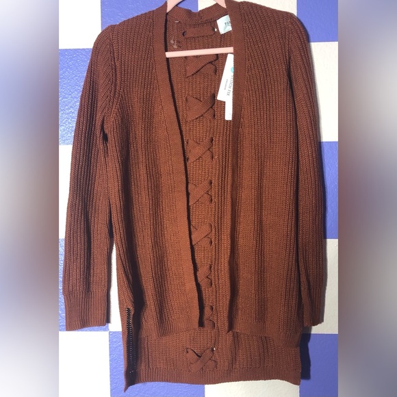 NWT Pinque Jamelya Back Detail Criss Cross Cardigan in Artisan Rust - Size S - Picture 3 of 5